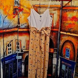 Rue Plus 3xl Pantsuit Floral legs with White Top EUC